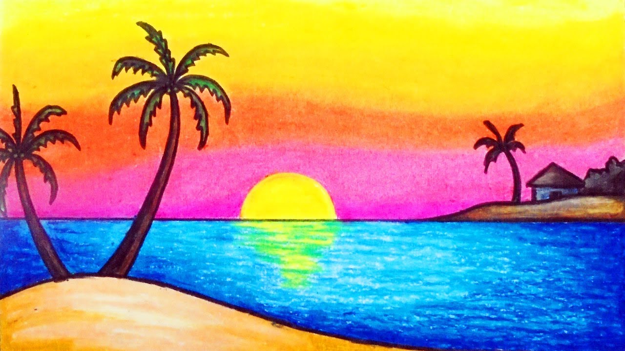 Easy Beach Landscape Drawing