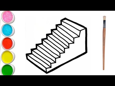 Draw A Stair, Beautiful Stair Drawing And Colouring For kids Rhymes ABC ...