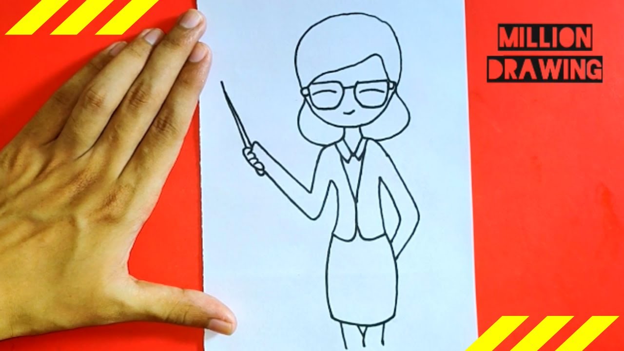 How to Draw a Cute Teacher Step by Step Easy #3 || Teacher Day ...