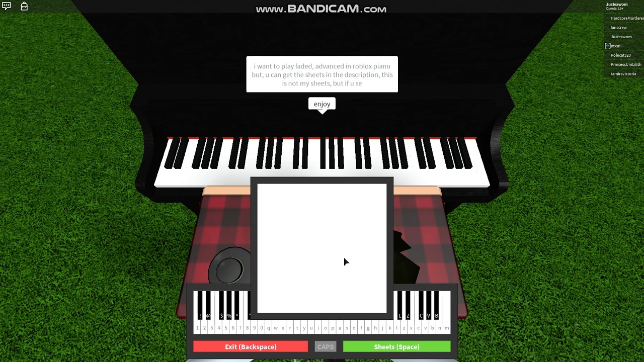 Faded Roblox Piano - YouTube