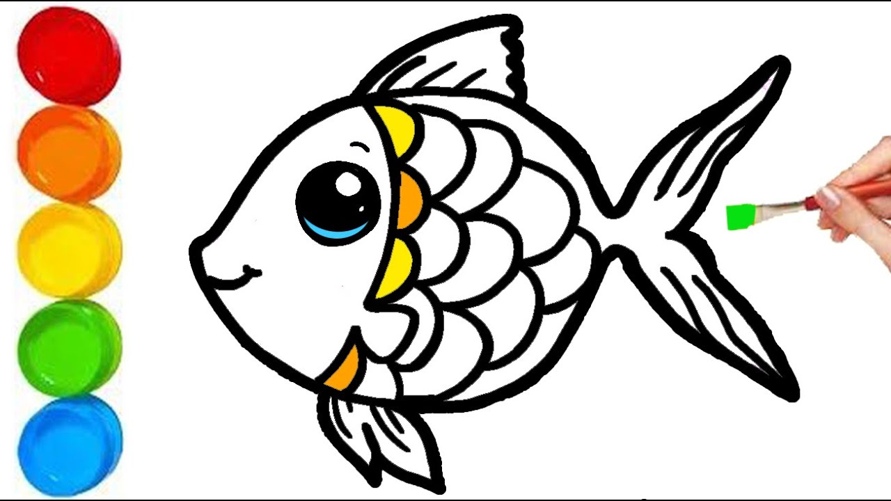 Drawing And Coloring Simple Fish for kids | How to draw easy fish step ...