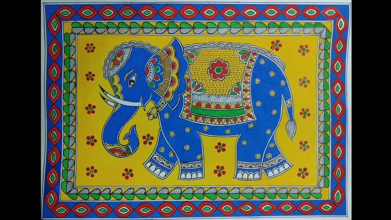 Madhubani Painting(part-1+2)/Elephant  Madhubani Painting Step ...