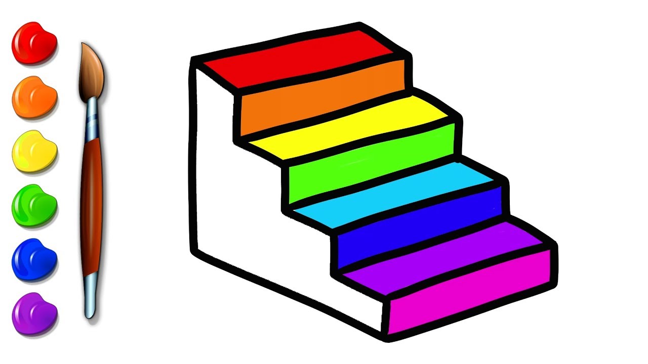 Coloring Pages Rainbow Stairs Digital Painting for Kids 🎨 - YouTube