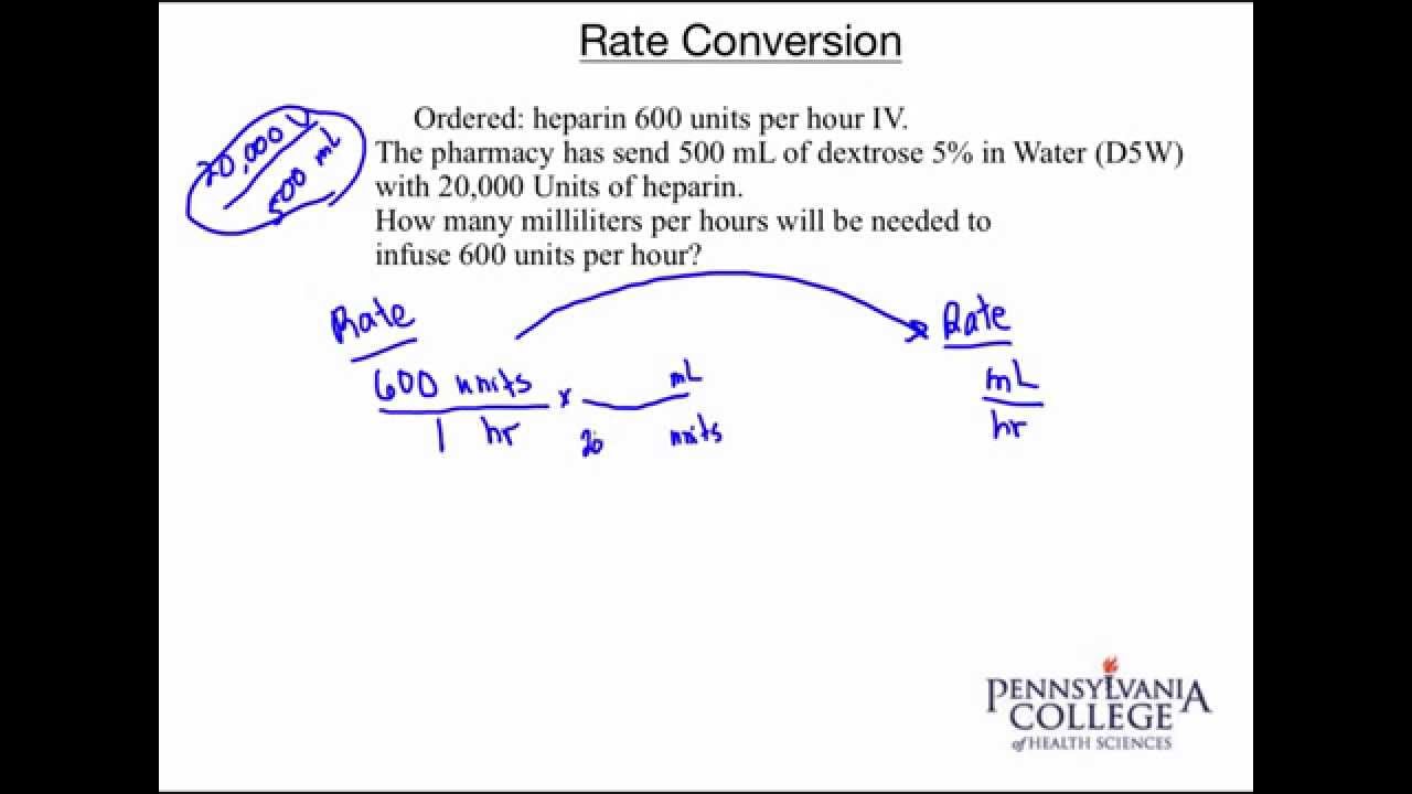 Rate Conversion #5 - Heparin Infusion - YouTube