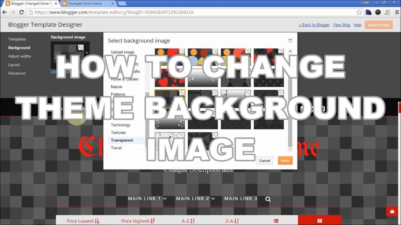 How To Change Background Image for Blogger Template - BlogrCart TWO ...