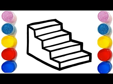 How to Draw Stairs | Drawing Colouring for Kids | Cute and Easy Drowing ...