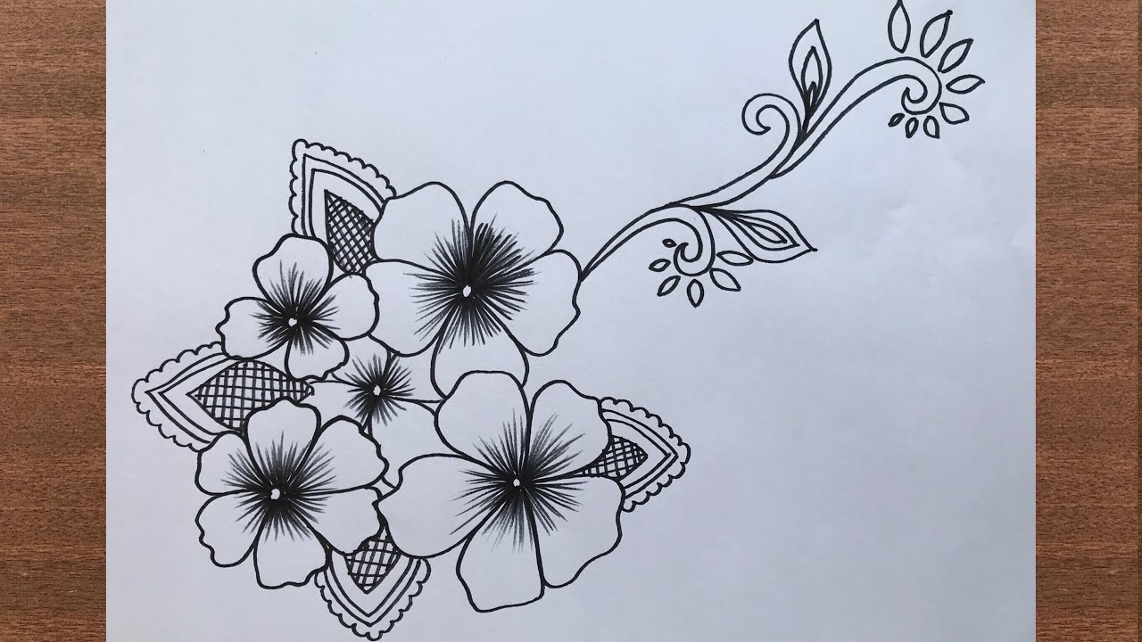 How to Draw Floral Flower Design for Beginners Step by Step Easy ...