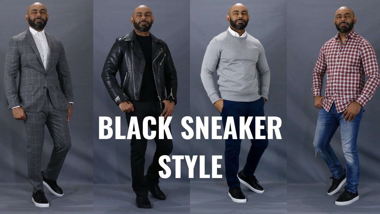 How To Wear Black Sneakers/How To Style Men's Black Sneakers - YouTube