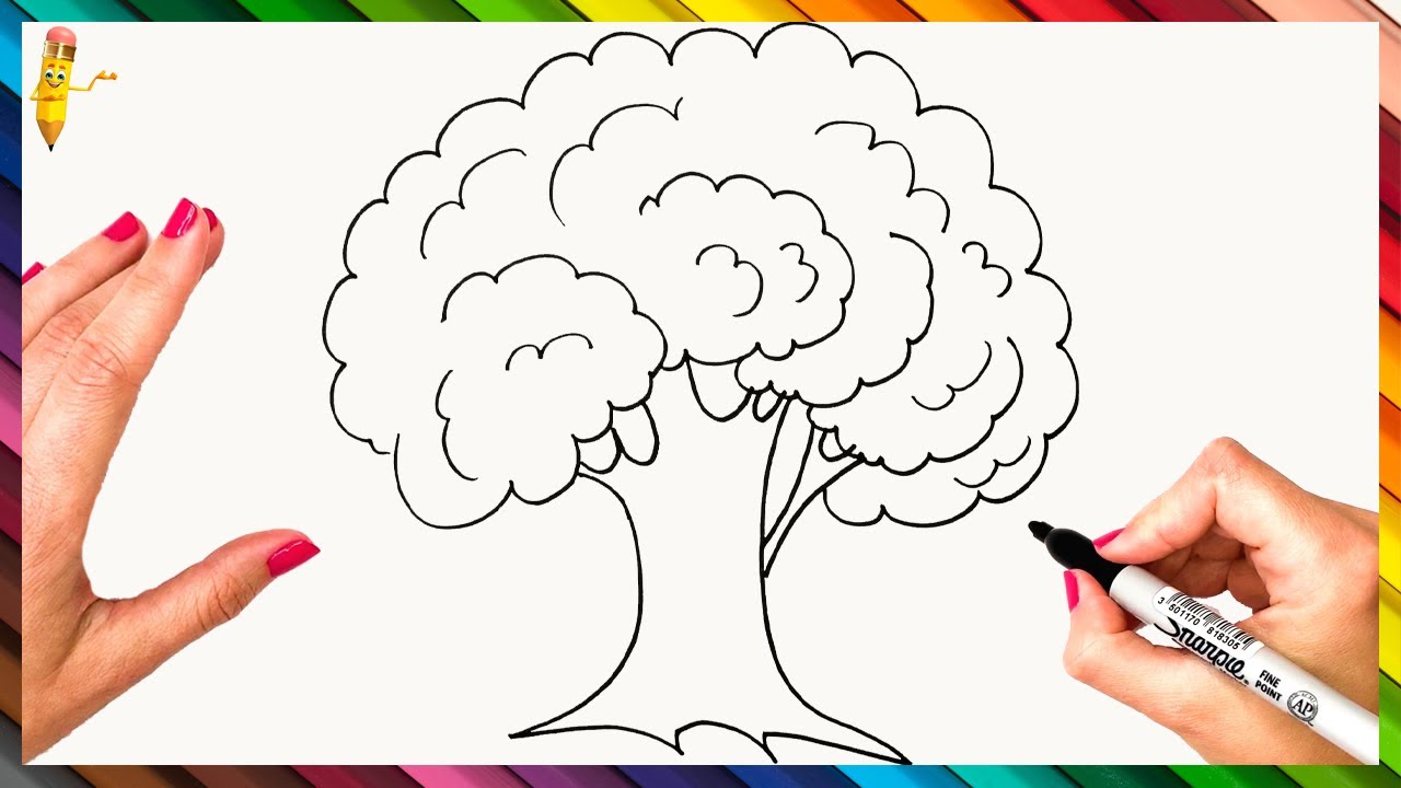 How To Draw A Tree Step By Step  Tree Drawing Easy - YouTube