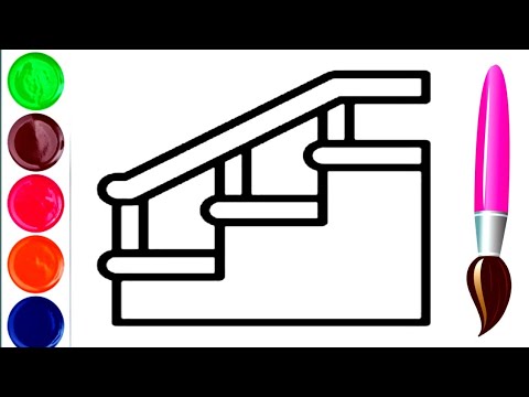 draw stairs for kids ll Coloring stairs step by step for toddler ll ...