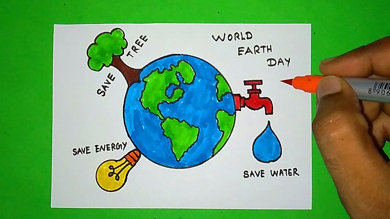 World Earth Day Drawing | Earth Day Poster | Save Earth Poster ...