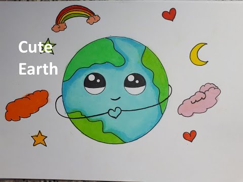 Vẽ Trái Đất Dễ Thương Đơn Giản Nhất | How To Draw Cute Earth #earth