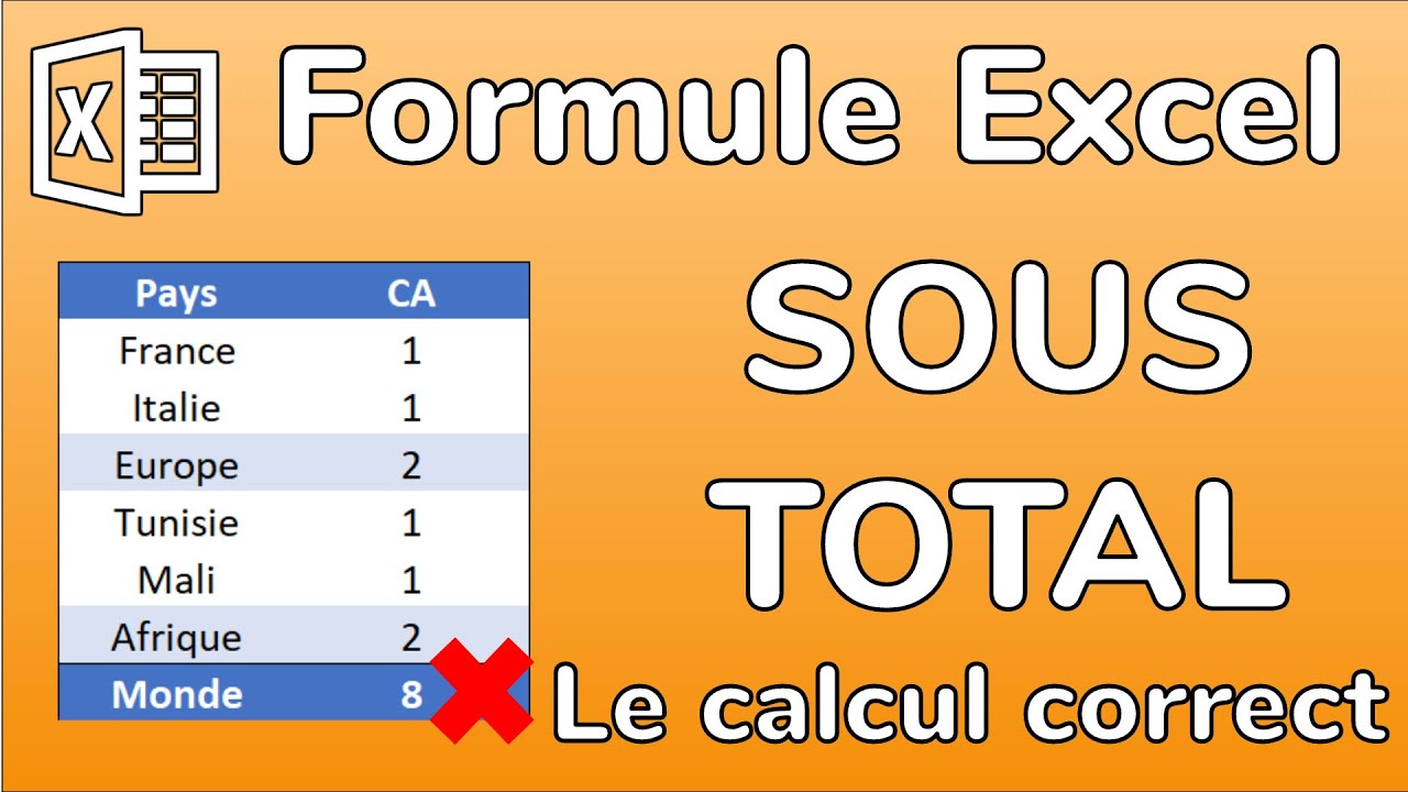 Formule Excel: Calculer un Sous Total correctement - Formule  -  Docteur Excel - YouTube