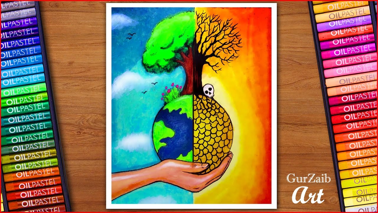 How to draw save trees save earth poster chart drawing for competition ...