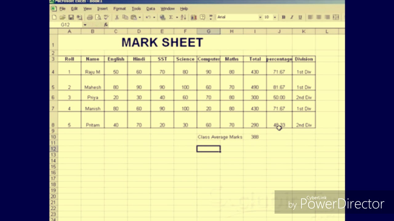 10 Mark Sheet