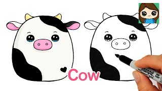 How to Draw a Cute Cow Easy Squishmallows