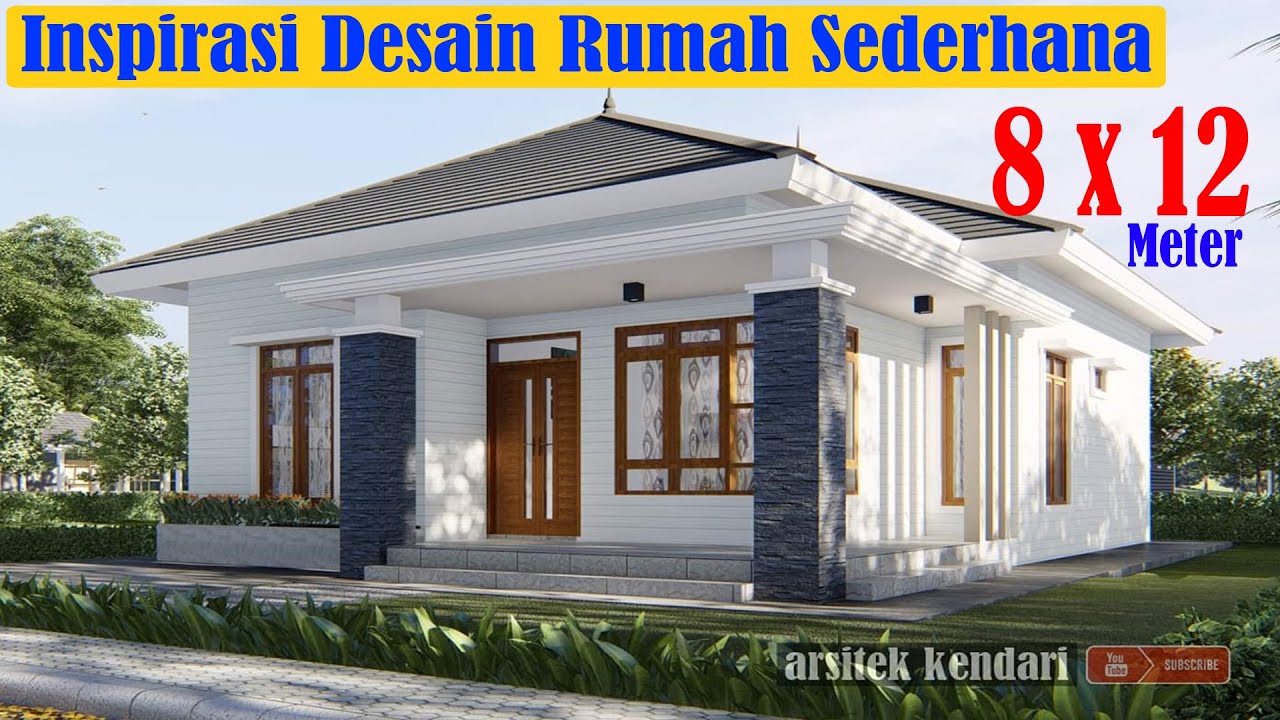 Desain Rumah Sederhana 8x12 Meter Minimalis Modern, 3 Kamar Tidur 2 Kamar Mandi - YouTube - Denah Rumah Ukuran 8x12 3 Kamar Tidur