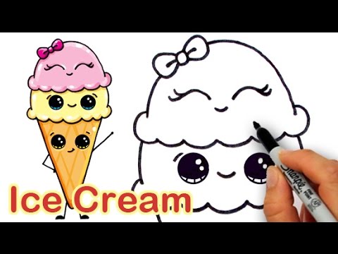 How To Draw Cartoon Ice Cream On A Cone Cute And Easy Youtube