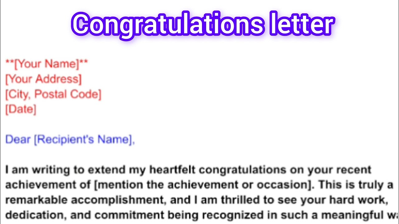 Congratulations letter In English//Congratulations letter to being ...