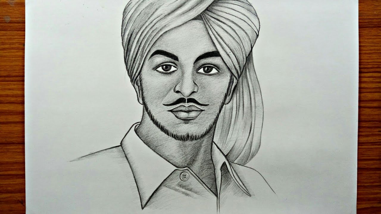 How to draw bhagat singh bhagat singh pencil sketch Shahid diwas