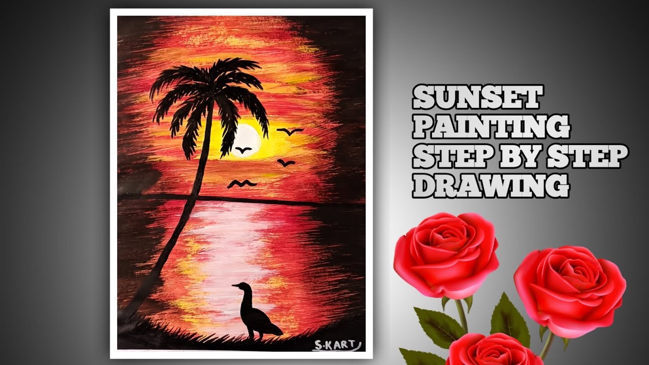 so beautiful sunset painting #and /acrylics paintings for beginners in ...