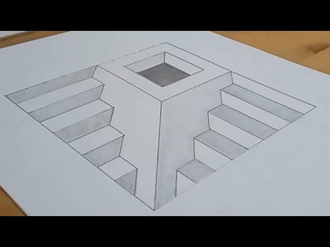 How to draw 3d stairs and building | Easy drawing 3d illusion | Easy ...