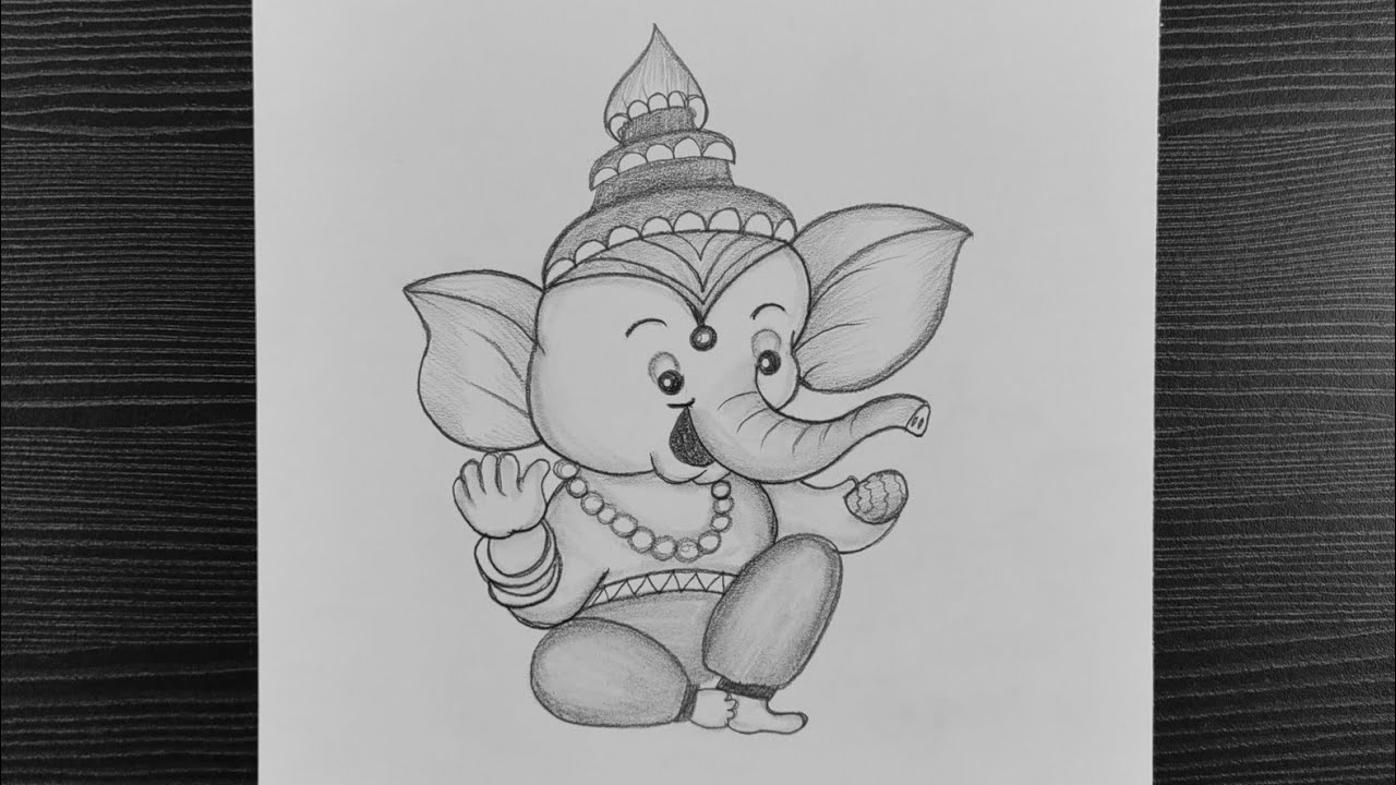 Cute Ganesha Drawing Easy // Lord Ganesha Drawing // Ganesh ...