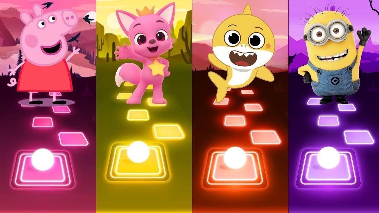 Peppa Pig 🆚 Pinkfong 🆚 Baby Shark 🆚 Minions | Who Is Win 🏆🎯 | Tiles Hop ...