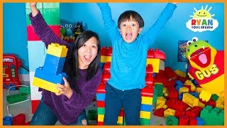 Giant Lego Building Contest for Kids with mommy and Ryan ToysReview