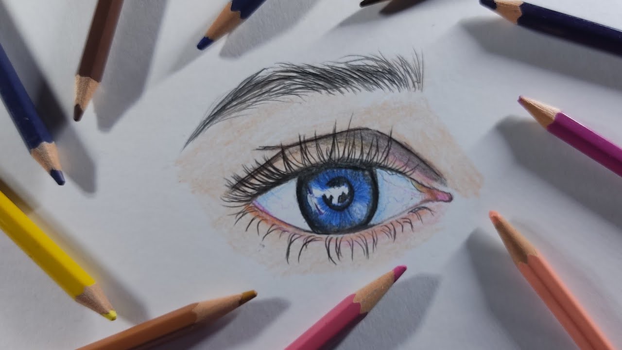 Drwing Realistic Eye👁 Using color pencil - YouTube