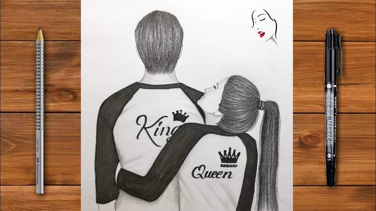 Cute Couple Sketch Drawing