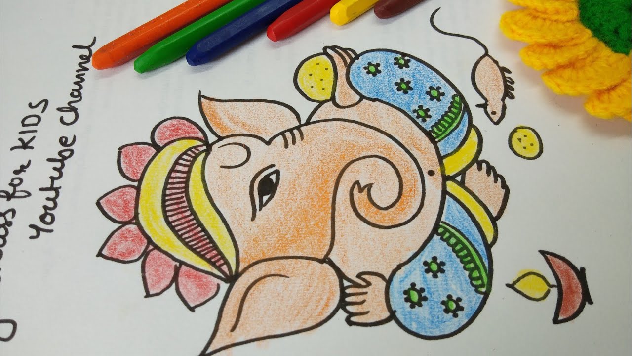 Ganpati drawing and color/ how to draw Ganesha and color/ simple ...