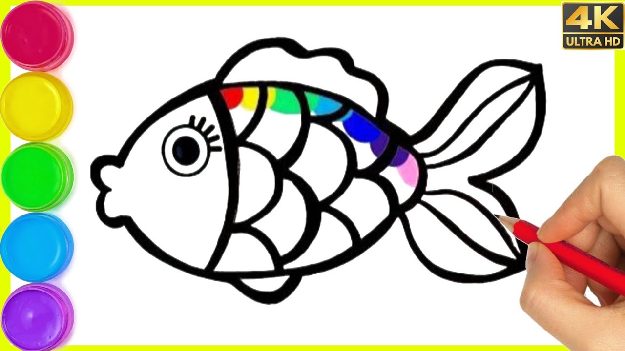 How to draw Rainbow fish drawing easy || Fish Drawing Easy || Easy fish ...