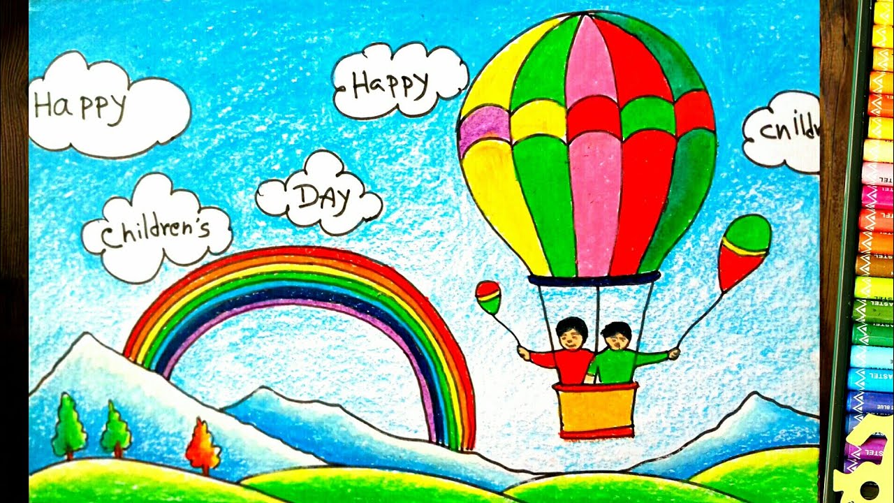 Children'sday drawing image with pastel color||happy children's day ...