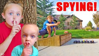 spying on jack to sneak his hot wheels monster truck toys kids fun tv