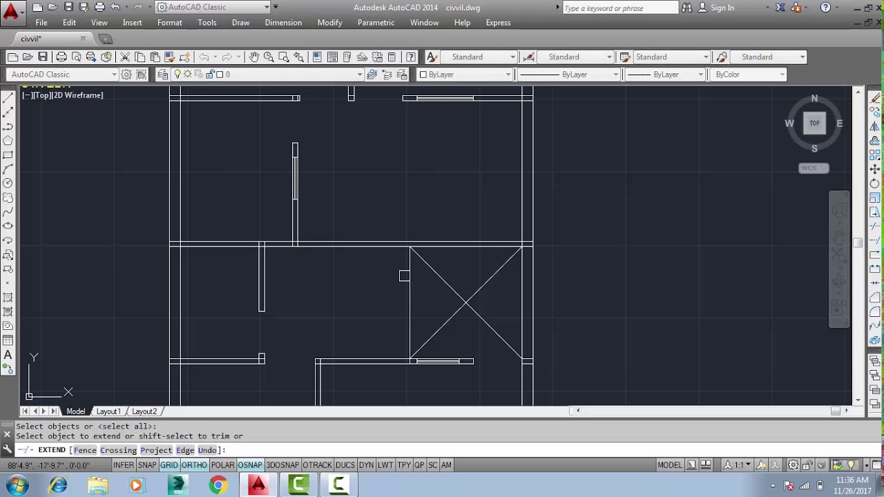 Civil Engineering drawing Part 2(Doors & Windows) on AutoCAD - YouTube