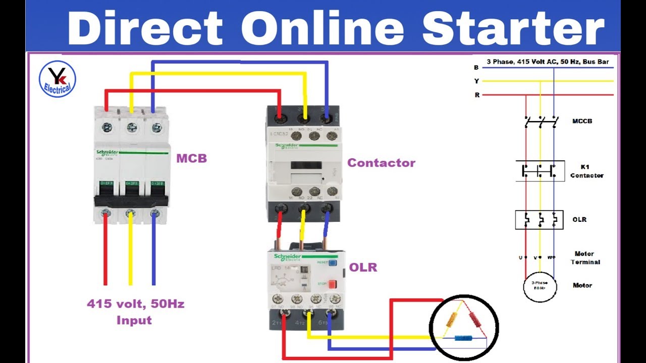 DOL Starter Control and Power Wiring Diagram | DOL Starter Connection