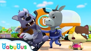 new super policeman catches bad wolf super rescue team nursery rhymes baby songs babybus