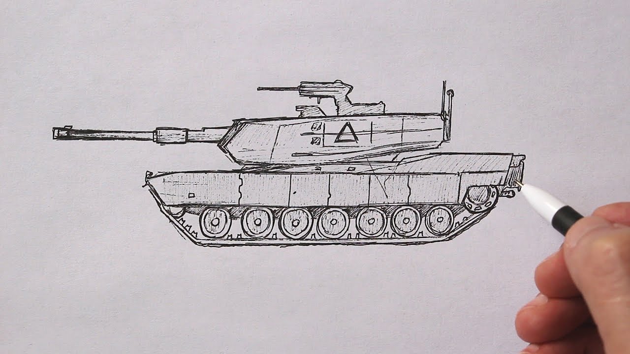 How to draw a Tank Easy | M1 Abrams Tank drawing - YouTube