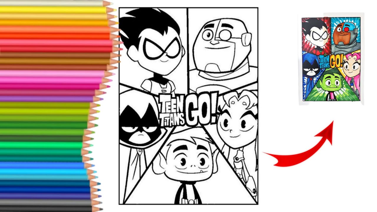 Teen Titans I Tips mewarnai gambar untuk anak - YouTube