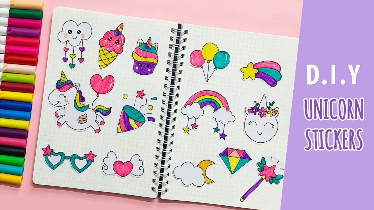 CUTE UNICORN STICKERS / HOW TO MAKE UNICORN STICKERS / DIY PAPER ...