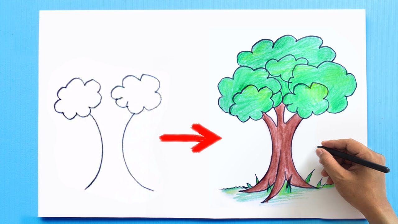 How to draw a Tree Step by step easy  #tree #drawing - YouTube