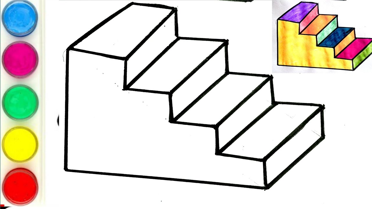 Stairs, drawing and coloring for Kids and Toddlers | Easy drawing for ...