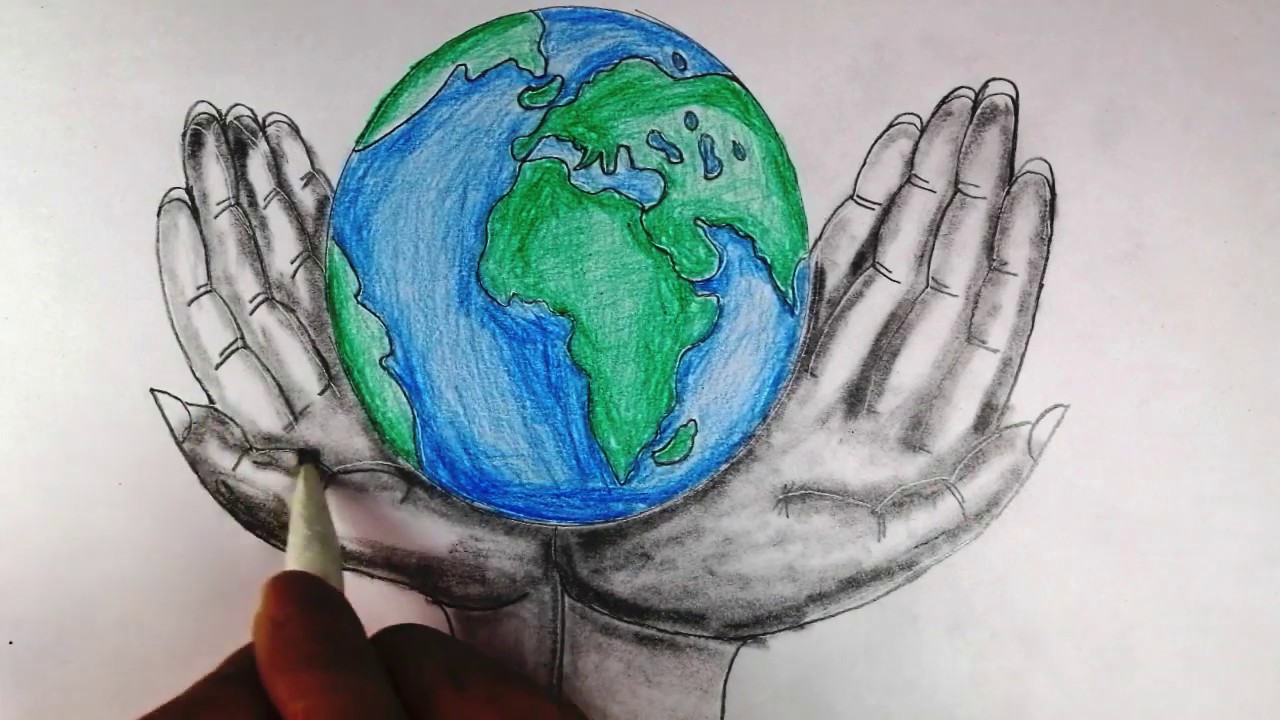 Vẽ Tranh Chung Tay Bảo Vệ Trái Đất | Vẽ Tranh Bằng Bút Chì | Painting  Protecting The Earth - Youtube