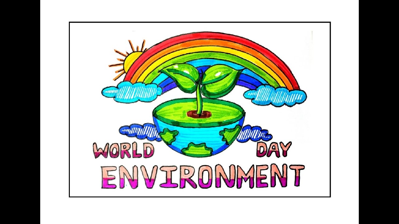 HOW TO DRAW WORLD ENVIRONMENT DAY POSTER DRAWING VERY EASY/SAVE EARTH ...