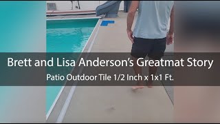 Brett and Lisa Anderson's Greatmats Story is wonderful! They need a solution for their concrete pool surround, because it was getting very hot for the feet/paws of their dogs!

The placed an initial order for some of our Patio Outdoor Tiles to test them out and they discovered they made a huge difference! They did not get super hot.

The placed another order to finish a larger section of their pool surround. The best part is that you can install this outdoor tile right over top of your existing concrete pool deck. 

The installation was easy for Bill and the dogs LOVE it!!!

Shop the Patio Outdoor Tiles here or call us at 877-822-6622
https://www.greatmats.com/tiles/interlocking-patio-tiles.php

#pool #pooldesign