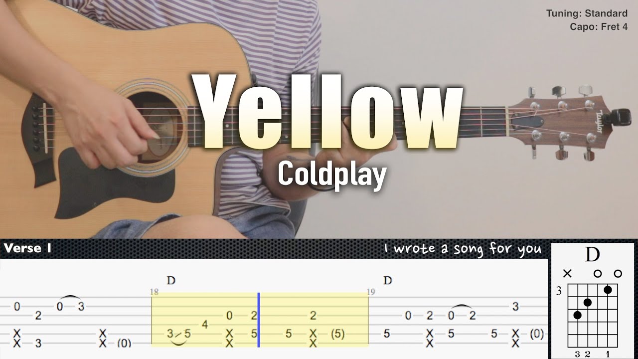 Yellow Chords / Mellow Yellow by Donovan - Easy Guitar Tab - Guitar Instructor - A oh all the