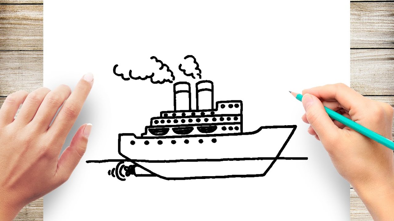 How To Draw Ship titanic Easy - YouTube