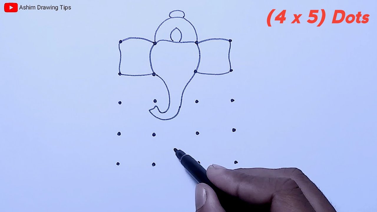 Lord ganesha drawing | 4x5 dots lord ganesh drawing | Lord ganesh ...