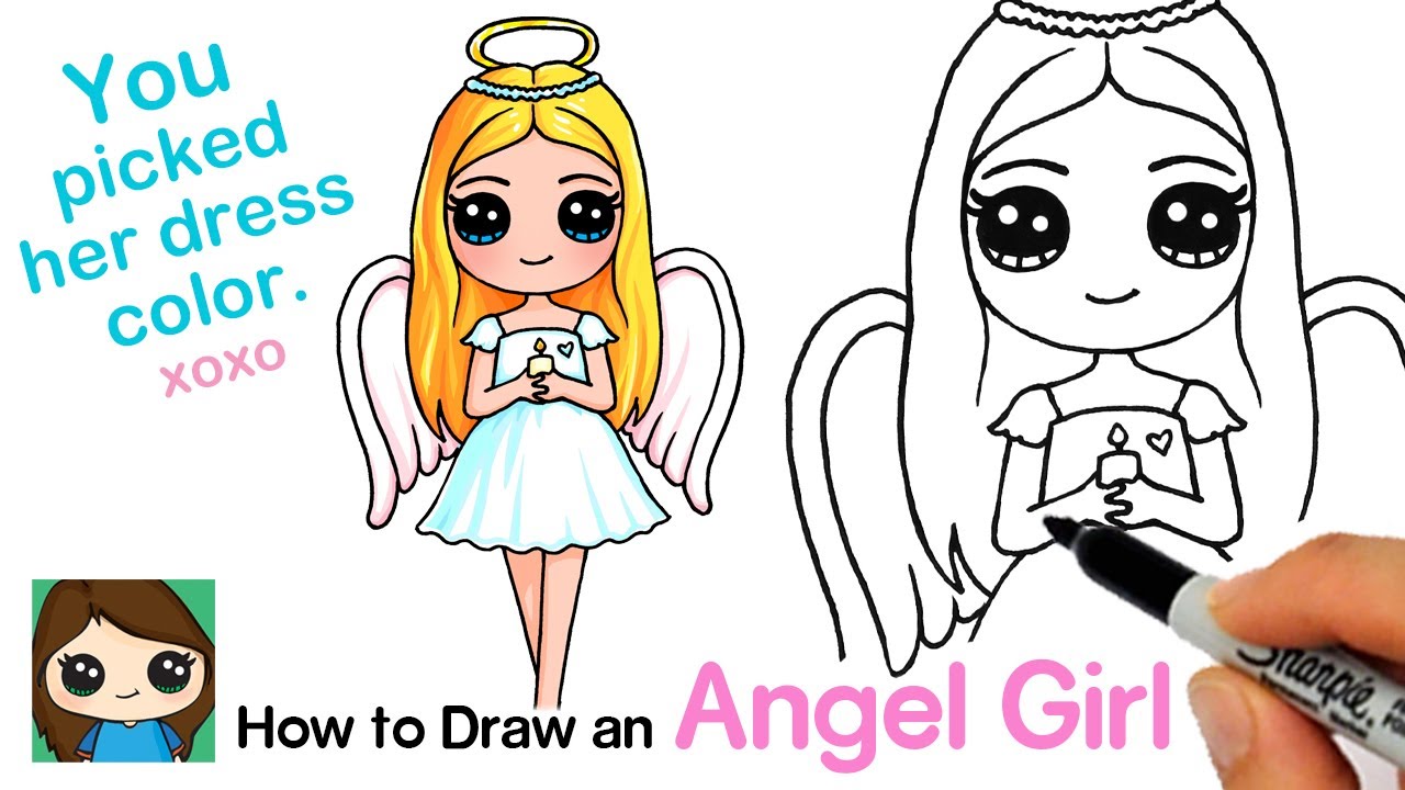 How to Draw an Angel Cute Girl - YouTube